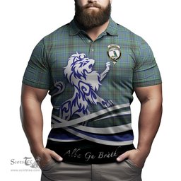 ScotsTee Shop Scottish MacInnes Ancient Clan Crest Tartan Polo Shirt Alba Gu Brath Regal Lion Emblem