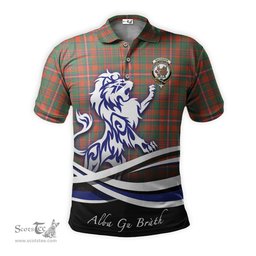 ScotsTee Shop Scottish MacKinnon Ancient Clan Crest Tartan Polo Shirt Alba Gu Brath Regal Lion Emblem