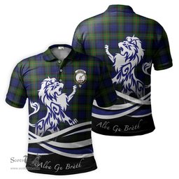 ScotsTee Shop Scottish Jamieson Clan Crest Tartan Polo Shirt Alba Gu Brath Regal Lion Emblem