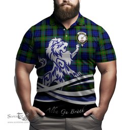 ScotsTee Shop Scottish Jamieson Clan Crest Tartan Polo Shirt Alba Gu Brath Regal Lion Emblem