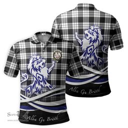 ScotsTee Shop Scottish MacFarlane Black White Clan Crest Tartan Polo Shirt Alba Gu Brath Regal Lion Emblem