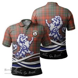 ScotsTee Shop Scottish MacDougall Ancient Clan Crest Tartan Polo Shirt Alba Gu Brath Regal Lion Emblem