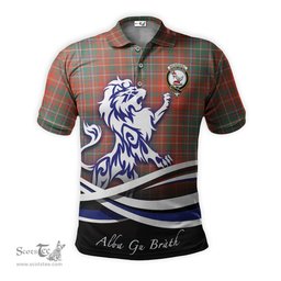 ScotsTee Shop Scottish MacDougall Ancient Clan Crest Tartan Polo Shirt Alba Gu Brath Regal Lion Emblem