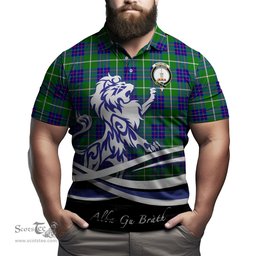 ScotsTee Shop Scottish MacIntyre Hunting Modern Clan Crest Tartan Polo Shirt Alba Gu Brath Regal Lion Emblem