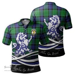 ScotsTee Shop Scottish Haldane Clan Crest Tartan Polo Shirt Alba Gu Brath Regal Lion Emblem