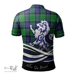 ScotsTee Shop Scottish Haldane Clan Crest Tartan Polo Shirt Alba Gu Brath Regal Lion Emblem