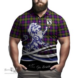 ScotsTee Shop Scottish MacDonell of Glengarry Modern Clan Crest Tartan Polo Shirt Alba Gu Brath Regal Lion Emblem