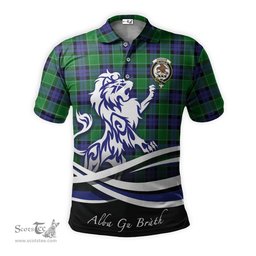 ScotsTee Shop Scottish Graham of Menteith Modern Clan Crest Tartan Polo Shirt Alba Gu Brath Regal Lion Emblem