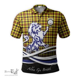 ScotsTee Shop Scottish Jardine Modern Clan Crest Tartan Polo Shirt Alba Gu Brath Regal Lion Emblem