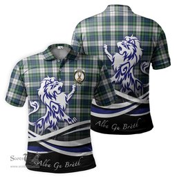ScotsTee Shop Scottish Gordon Dress Ancient Clan Crest Tartan Polo Shirt Alba Gu Brath Regal Lion Emblem