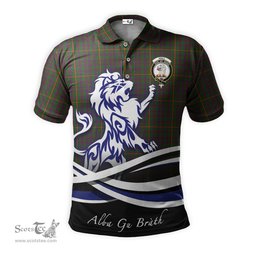 ScotsTee Shop Scottish Hall Clan Crest Tartan Polo Shirt Alba Gu Brath Regal Lion Emblem