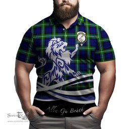 ScotsTee Shop Scottish Lammie Clan Crest Tartan Polo Shirt Alba Gu Brath Regal Lion Emblem