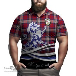 ScotsTee Shop Scottish MacDonald Dress Irish Clan Crest Tartan Polo Shirt Alba Gu Brath Regal Lion Emblem