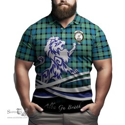 ScotsTee Shop Scottish Gunn Ancient Clan Crest Tartan Polo Shirt Alba Gu Brath Regal Lion Emblem