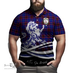 ScotsTee Shop Scottish Home Modern Clan Crest Tartan Polo Shirt Alba Gu Brath Regal Lion Emblem