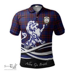 ScotsTee Shop Scottish Home Modern Clan Crest Tartan Polo Shirt Alba Gu Brath Regal Lion Emblem