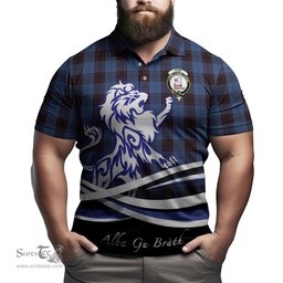 ScotsTee Shop Scottish Home Clan Crest Tartan Polo Shirt Alba Gu Brath Regal Lion Emblem