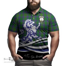 ScotsTee Shop Scottish Hunter of Hunterston Clan Crest Tartan Polo Shirt Alba Gu Brath Regal Lion Emblem