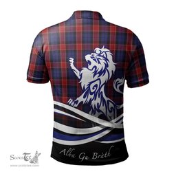 ScotsTee Shop Scottish Graham of Menteith Red Clan Crest Tartan Polo Shirt Alba Gu Brath Regal Lion Emblem