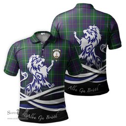 ScotsTee Shop Scottish MacIntyre Inglis Clan Crest Tartan Polo Shirt Alba Gu Brath Regal Lion Emblem