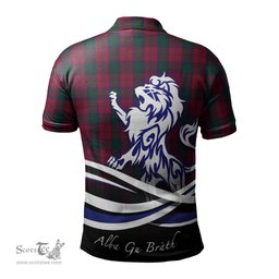 ScotsTee Shop Scottish Lindsay Clan Crest Tartan Polo Shirt Alba Gu Brath Regal Lion Emblem