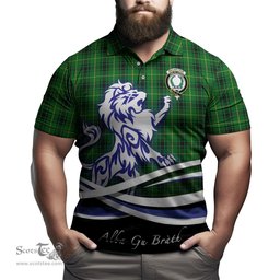 ScotsTee Shop Scottish MacArthur Clan Crest Tartan Polo Shirt Alba Gu Brath Regal Lion Emblem