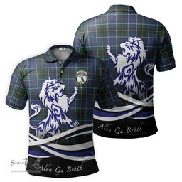 ScotsTee Shop Scottish MacInnes Modern Clan Crest Tartan Polo Shirt Alba Gu Brath Regal Lion Emblem