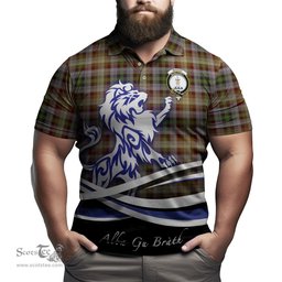 ScotsTee Shop Scottish MacKay of Strathnaver Clan Crest Tartan Polo Shirt Alba Gu Brath Regal Lion Emblem