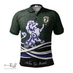 ScotsTee Shop Scottish MacAlpin Clan Crest Tartan Polo Shirt Alba Gu Brath Regal Lion Emblem