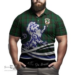 ScotsTee Shop Scottish MacAlpin Clan Crest Tartan Polo Shirt Alba Gu Brath Regal Lion Emblem
