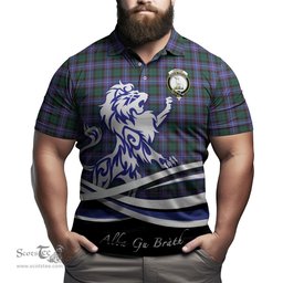 ScotsTee Shop Scottish Hunter Modern Clan Crest Tartan Polo Shirt Alba Gu Brath Regal Lion Emblem