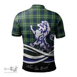 ScotsTee Shop Scottish Haliburton Clan Crest Tartan Polo Shirt Alba Gu Brath Regal Lion Emblem