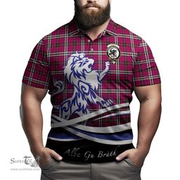 ScotsTee Shop Scottish Little Clan Crest Tartan Polo Shirt Alba Gu Brath Regal Lion Emblem
