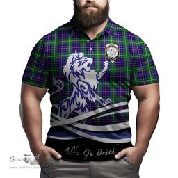 ScotsTee Shop Scottish Inglis Modern Clan Crest Tartan Polo Shirt Alba Gu Brath Regal Lion Emblem