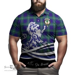 ScotsTee Shop Scottish Hamilton Hunting Modern Clan Crest Tartan Polo Shirt Alba Gu Brath Regal Lion Emblem