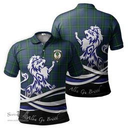 ScotsTee Shop Scottish Hamilton Hunting Clan Crest Tartan Polo Shirt Alba Gu Brath Regal Lion Emblem