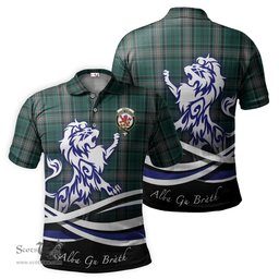 ScotsTee Shop Scottish Kelly of Sleat Hunting Clan Crest Tartan Polo Shirt Alba Gu Brath Regal Lion Emblem