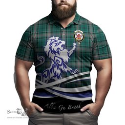 ScotsTee Shop Scottish Kelly of Sleat Hunting Clan Crest Tartan Polo Shirt Alba Gu Brath Regal Lion Emblem