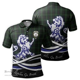 ScotsTee Shop Scottish Gunn Logan Clan Crest Tartan Polo Shirt Alba Gu Brath Regal Lion Emblem