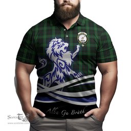 ScotsTee Shop Scottish Gunn Logan Clan Crest Tartan Polo Shirt Alba Gu Brath Regal Lion Emblem