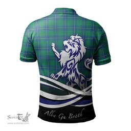 ScotsTee Shop Scottish Irvine Ancient Clan Crest Tartan Polo Shirt Alba Gu Brath Regal Lion Emblem