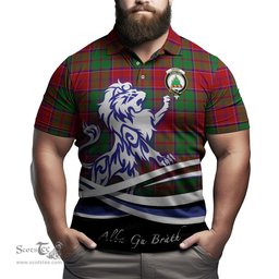 ScotsTee Shop Scottish Grant Clan Crest Tartan Polo Shirt Alba Gu Brath Regal Lion Emblem