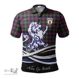 ScotsTee Shop Scottish Logan Modern Clan Crest Tartan Polo Shirt Alba Gu Brath Regal Lion Emblem