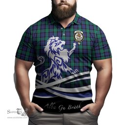 ScotsTee Shop Scottish Graham of Menteith Clan Crest Tartan Polo Shirt Alba Gu Brath Regal Lion Emblem