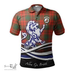ScotsTee Shop Scottish MacAulay Ancient Clan Crest Tartan Polo Shirt Alba Gu Brath Regal Lion Emblem