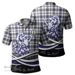 ScotsTee Shop Scottish Hannay Modern Clan Crest Tartan Polo Shirt Alba Gu Brath Regal Lion Emblem