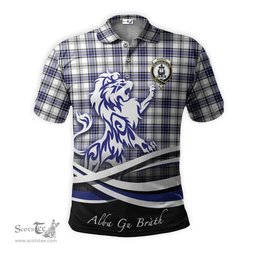 ScotsTee Shop Scottish Hannay Modern Clan Crest Tartan Polo Shirt Alba Gu Brath Regal Lion Emblem