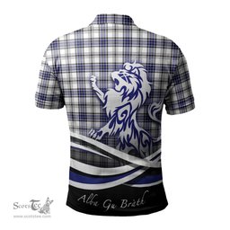 ScotsTee Shop Scottish Hannay Modern Clan Crest Tartan Polo Shirt Alba Gu Brath Regal Lion Emblem