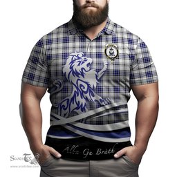 ScotsTee Shop Scottish Hannay Modern Clan Crest Tartan Polo Shirt Alba Gu Brath Regal Lion Emblem