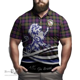 ScotsTee Shop Scottish MacDonald Modern Clan Crest Tartan Polo Shirt Alba Gu Brath Regal Lion Emblem